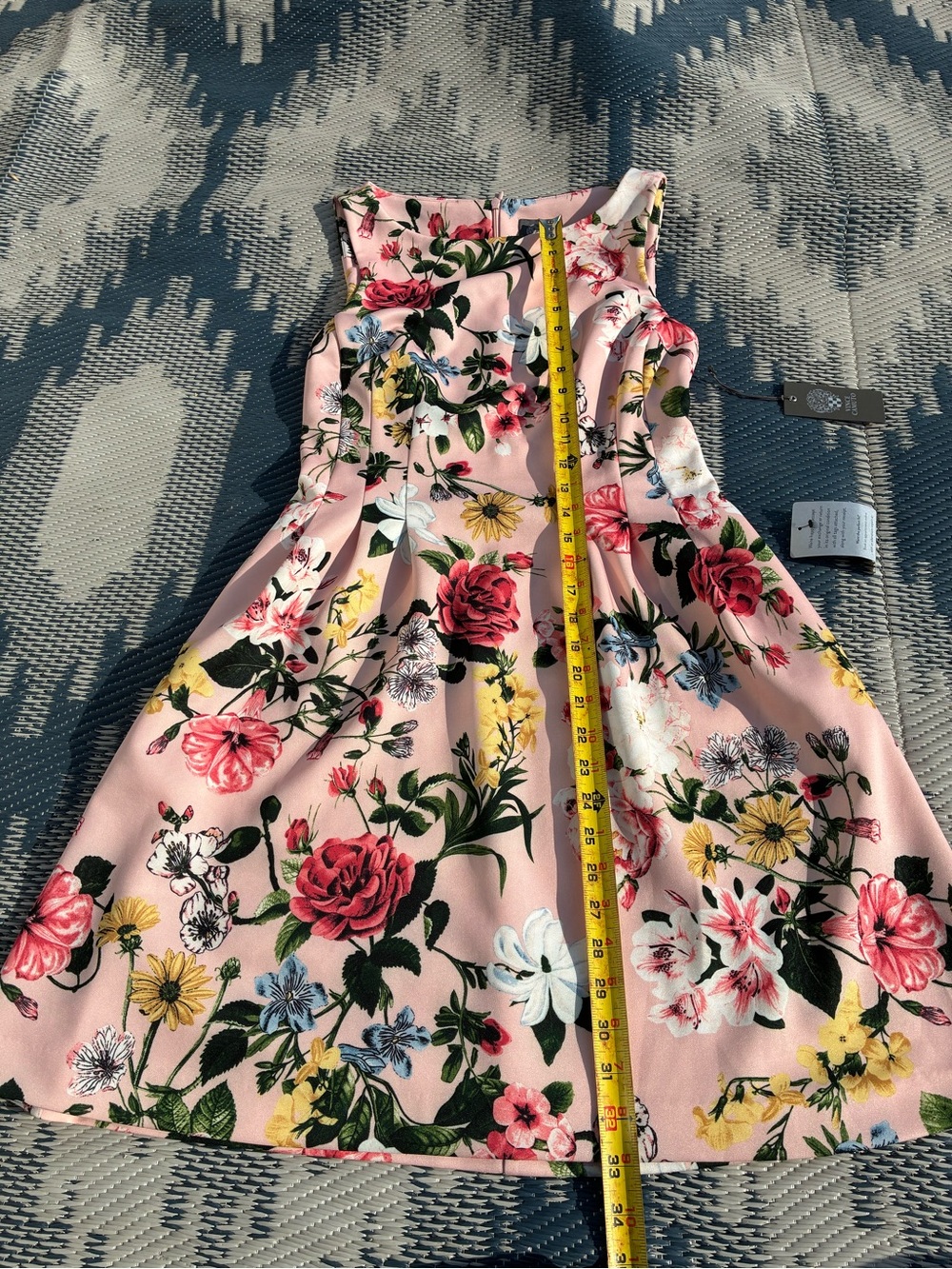 Vince Camuto Blush Pink Floral Fit-and-Flare Scuba knit Dress - Picture 6 of 9